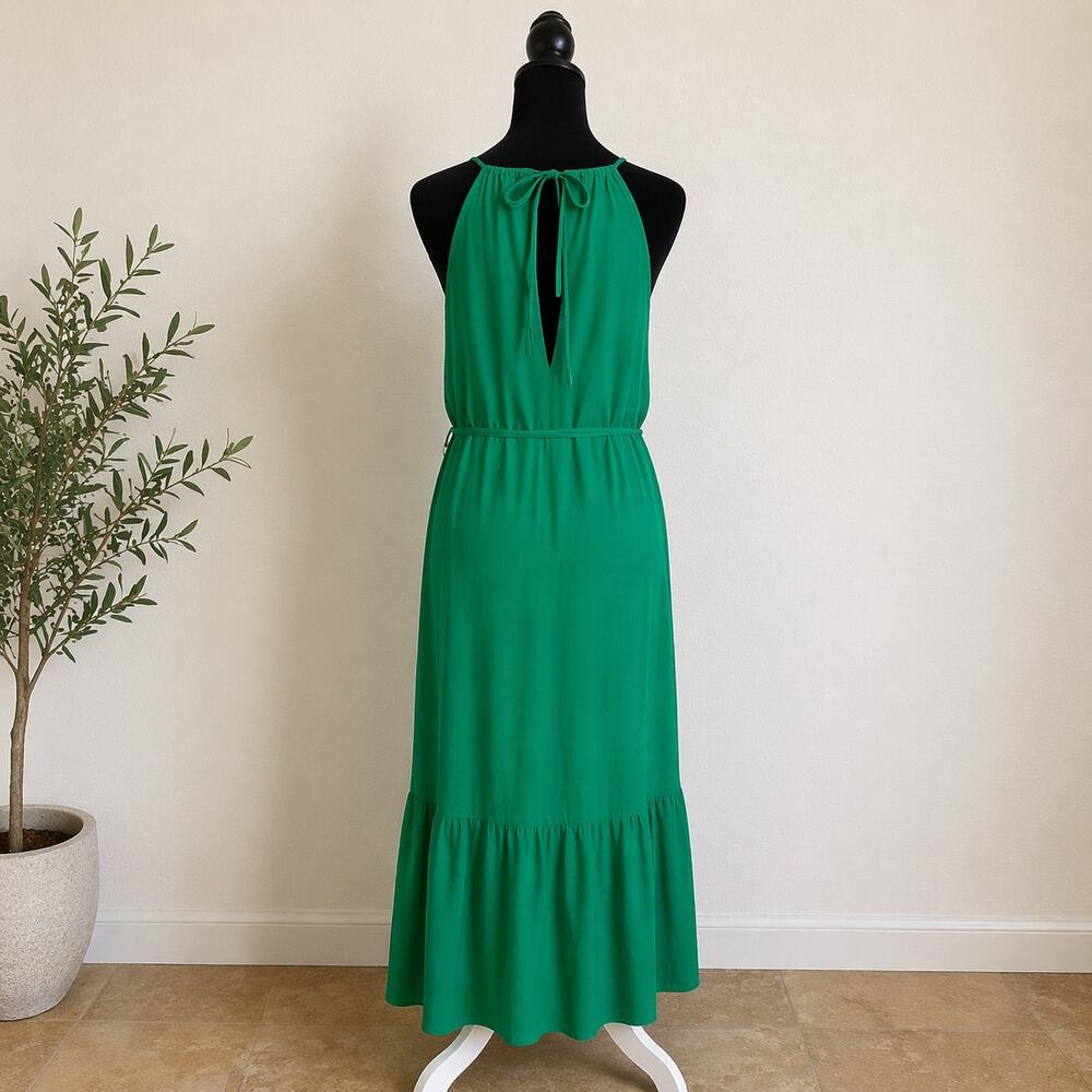 INC Maxi Dress Green SZ16 Tiered Strapless Summer Resort Boho - Picture 4 of 7